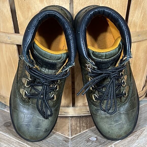 Timberland Crocodylian 6” Green Croc Leather Limited Release Field Boots Youth 2 - Picture 9 of 11